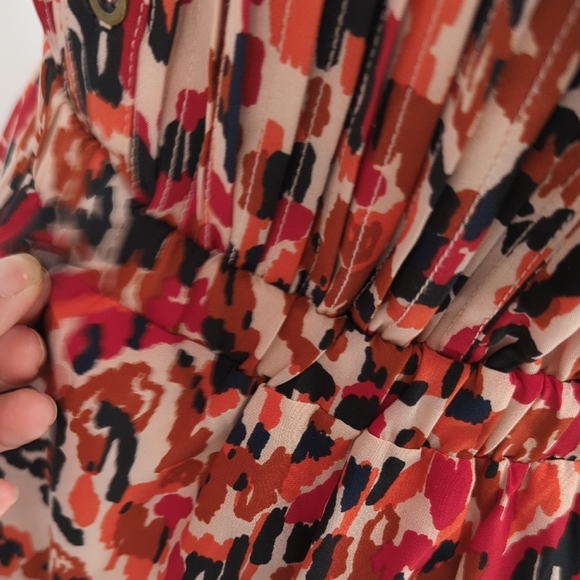 11409 THML Camo Midi Dress Red size XS bohemian summer spring resortwear preppy - Picture 8 of 11